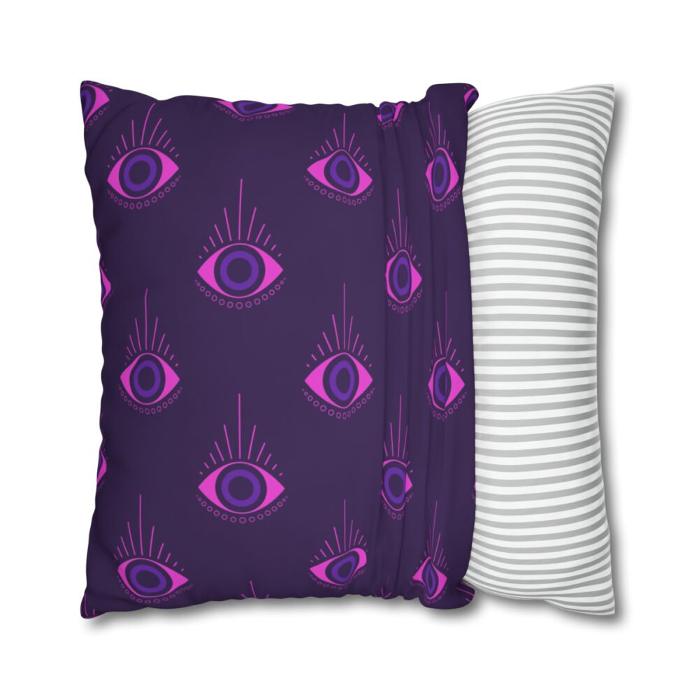 Modern Evil Eye Pattern on Purple Euro Shams - Image 2