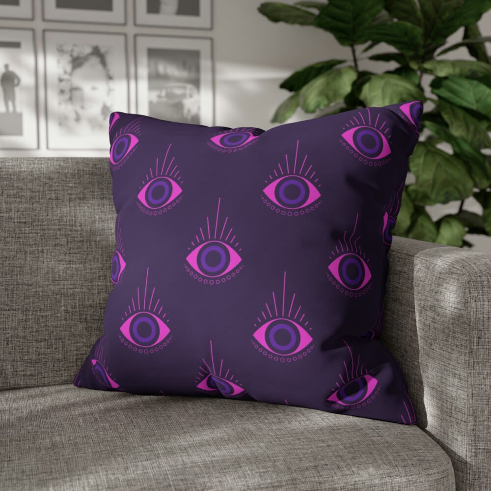 Modern Evil Eye Pattern on Purple Euro Shams - Image 4