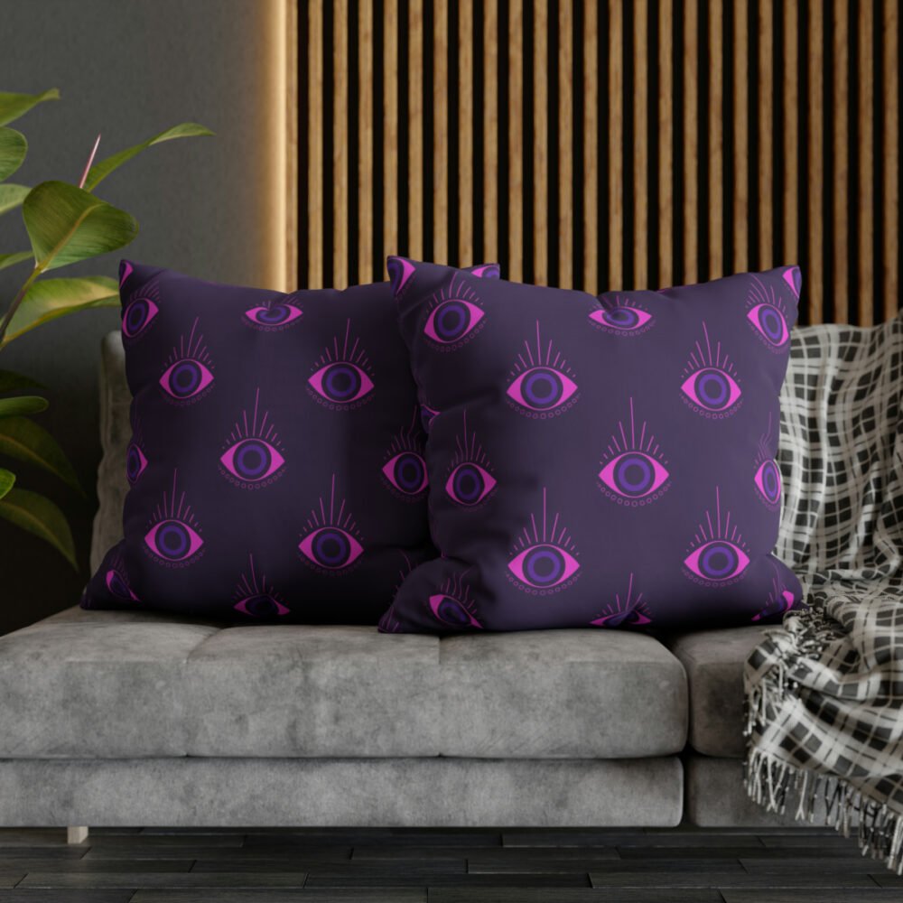 Modern Evil Eye Pattern on Purple Euro Shams - Image 5