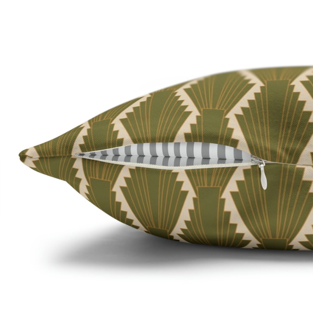 Luxury Olive Green Art Deco Striped Euro Sham Pillow Covers - Image 3