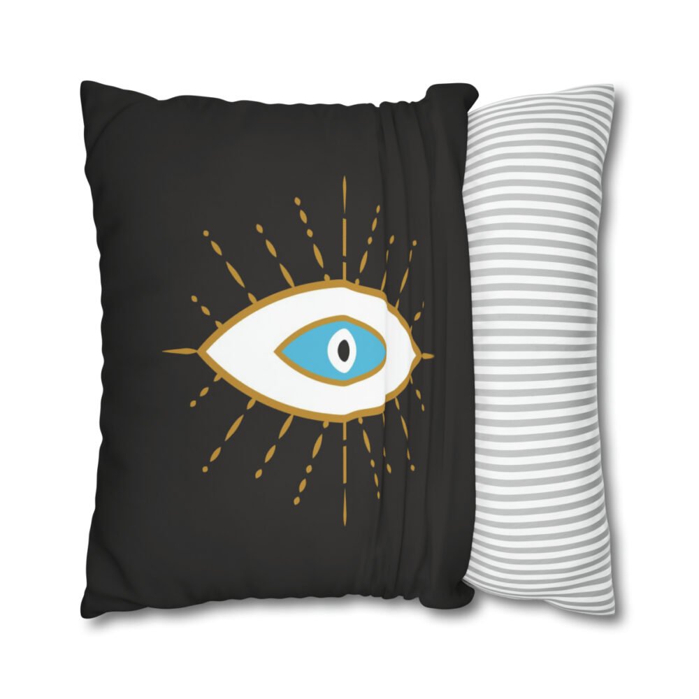 Modern Evil Eye Icon on Black Euro Pillow Shams - Image 2