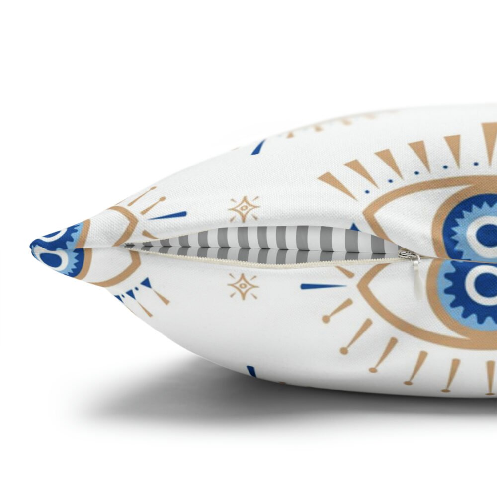 Blue n Gold Evil Eyes Pattern on White Euro Shams - Image 3