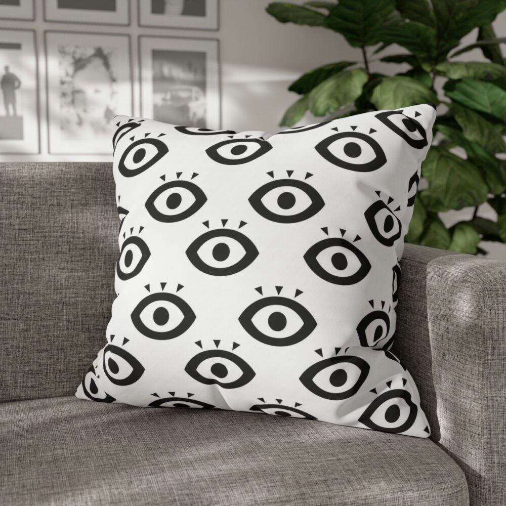 Classic Black n White Seamless Eyes Design Euro Shams - Image 4