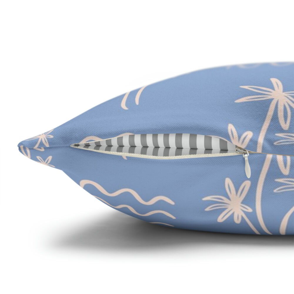Modern Sky Blue Beach Palm Leaves Euro Shams - Image 3