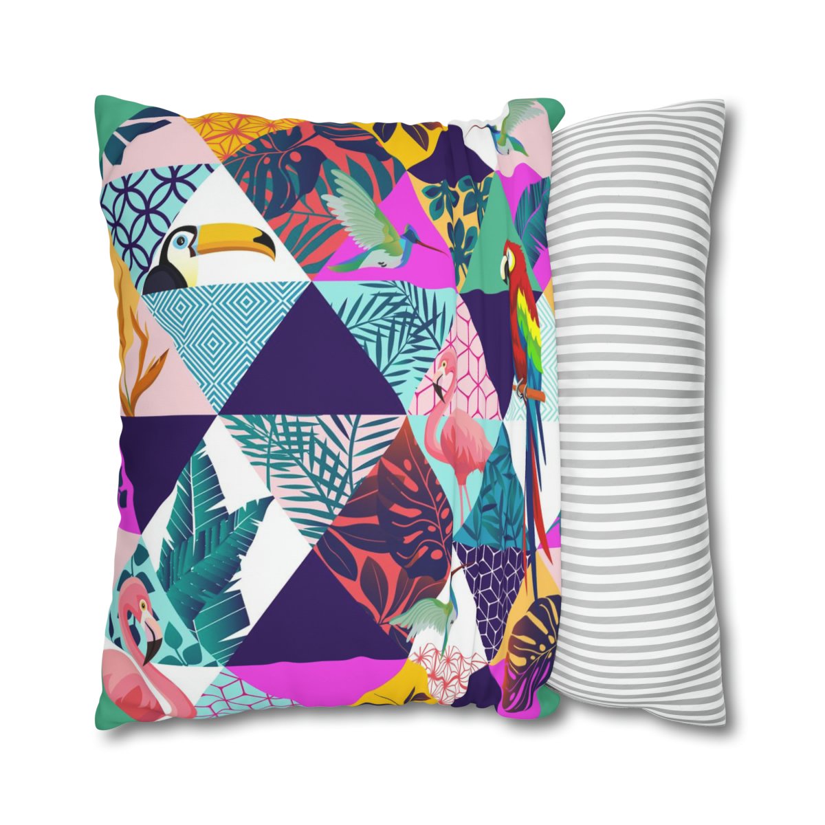 Trendy Multicolor Tropical Euro Pillow Shams - Image 2