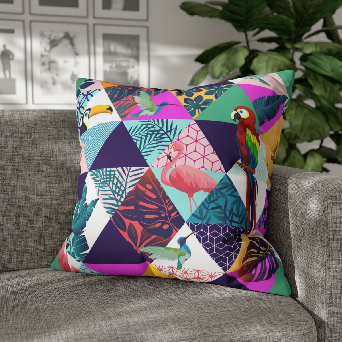 Trendy Multicolor Tropical Euro Pillow Shams - Image 4