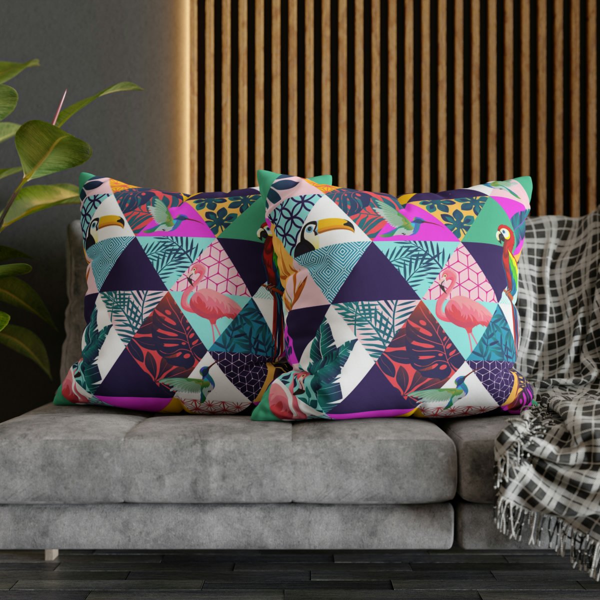 Trendy Multicolor Tropical Euro Pillow Shams - Image 5