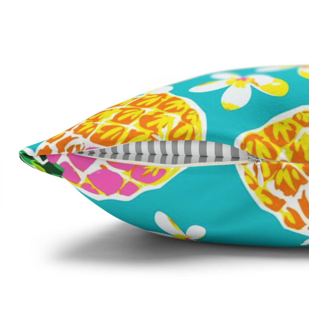 Cute Yellow Pineapples Print on Blue Euro Pillow Shams - Image 3