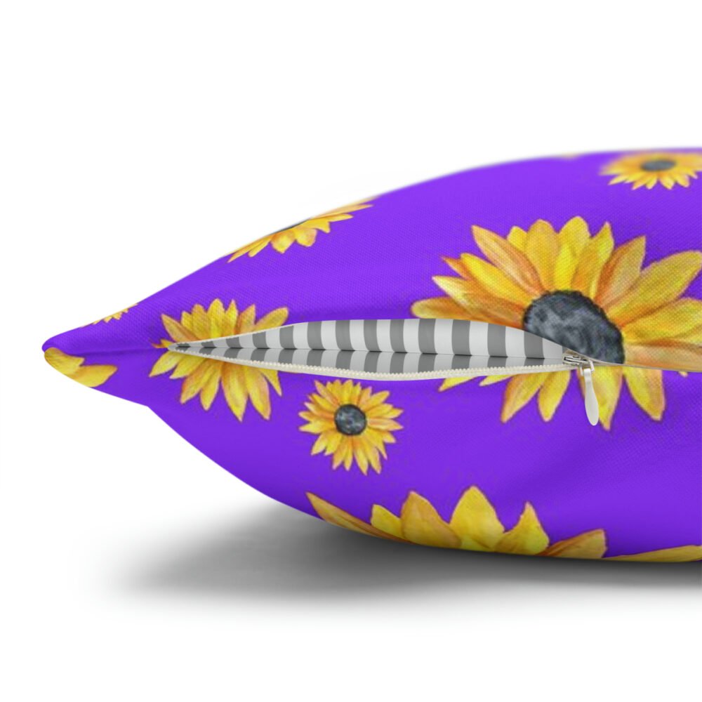 Fancy Yellow Sunflower on Purple Euro Pillow Shams - Image 3