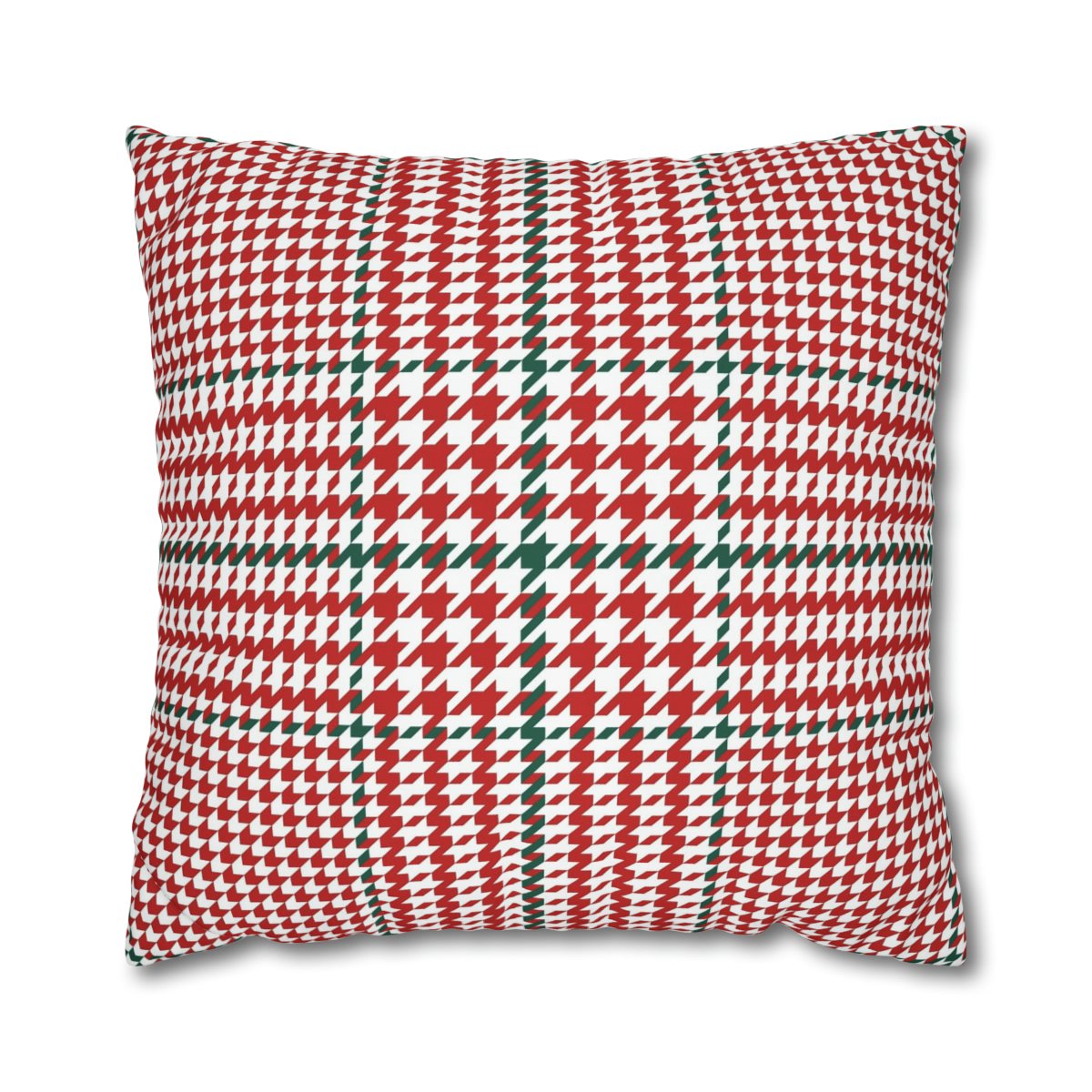 Red Green White Houndstooth Tartan Euro Pillow Covers