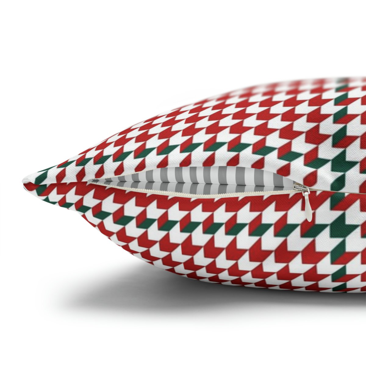 Red Green White Houndstooth Tartan Euro Pillow Covers - Image 3