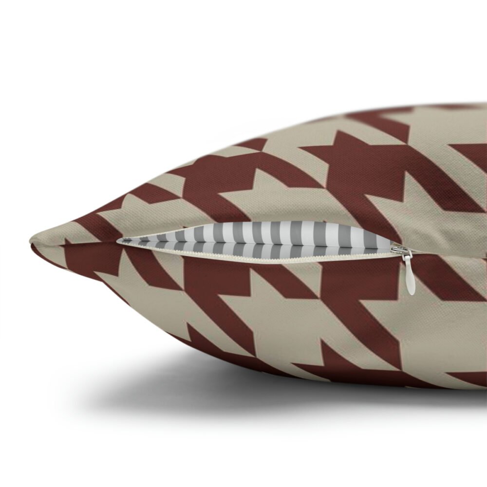 Classic Beige n Red Houndstooth Euro Pillow Shams - Image 3