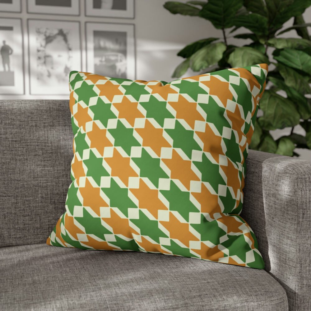 Houndstooth Style in Mustard Yellow Green Euro Shams - Image 4