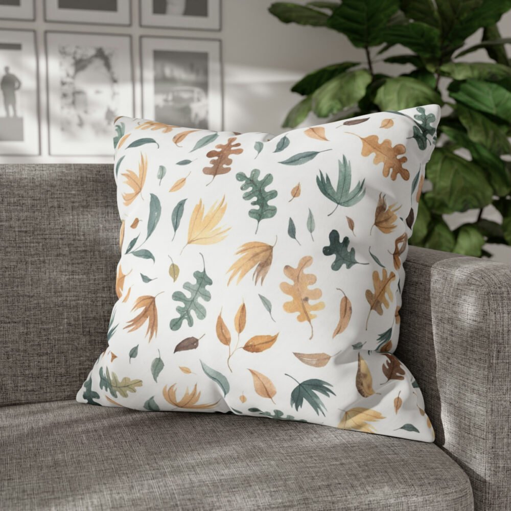 Beautiful Autumn Leaves Print on White Euro Shams - Image 4