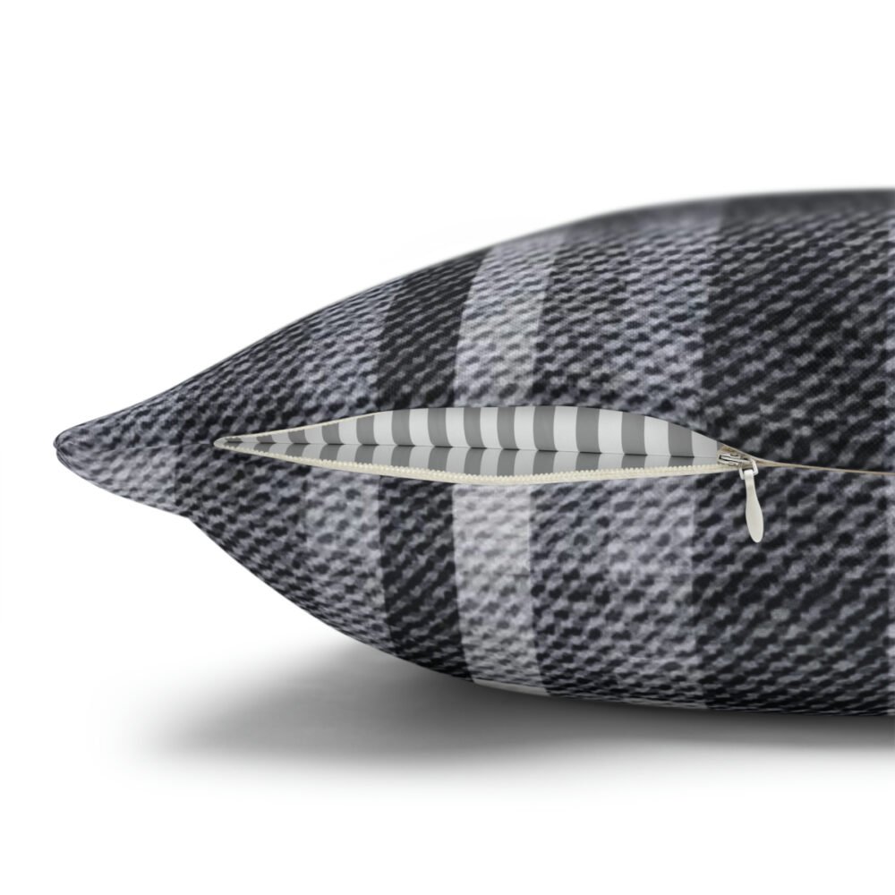 Classic Black n Grey Checkered Tartan Fabric Euro Shams - Image 3