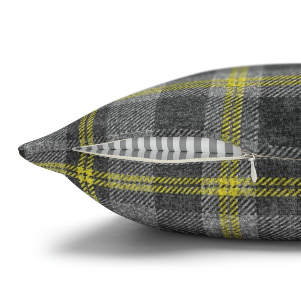 Yellow Checkered Lines on Black Gray Gingham Euro Shams - Image 3