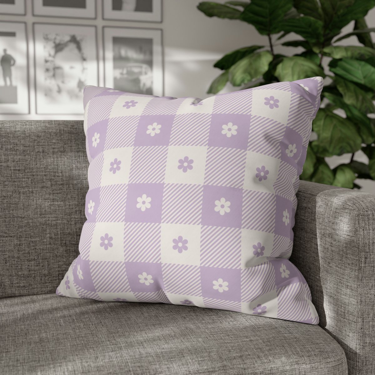 Beautiful Floral Pattern in Pastel Lilac Euro Pillow Covers - Image 3