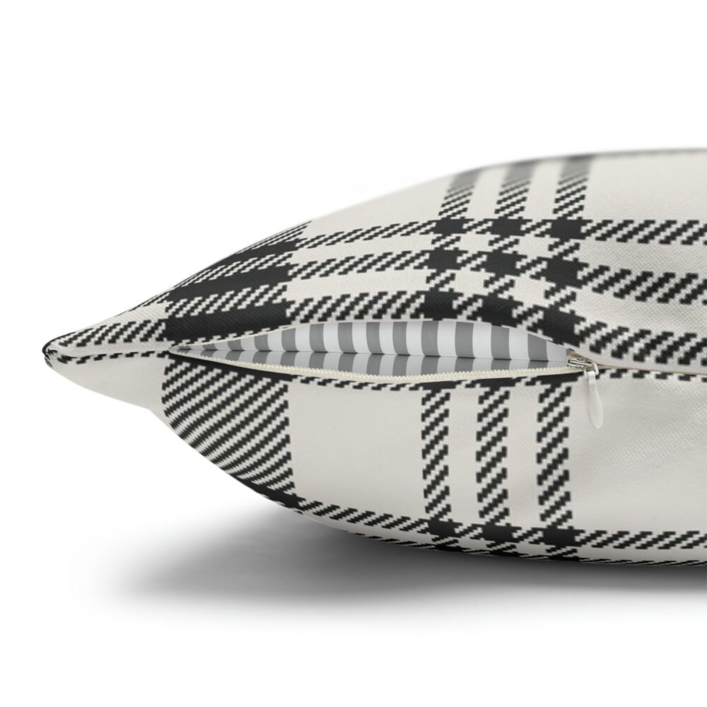 Modern Black n Off White Plaid Euro Pillow Shams - Image 3
