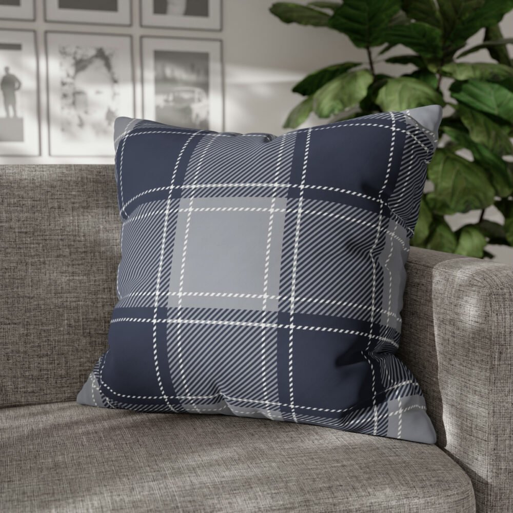 Buffalo Check Plaid Navy Blue n Grey Euro Pillow Shams - Image 4