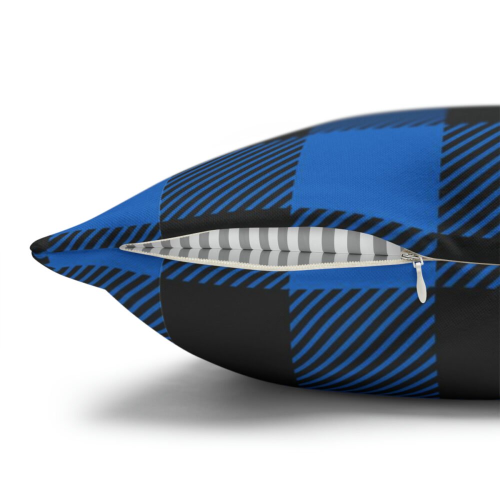 Classic Light Blue n Black Buffalo Check Plaid Euro Pillow Covers - Image 3