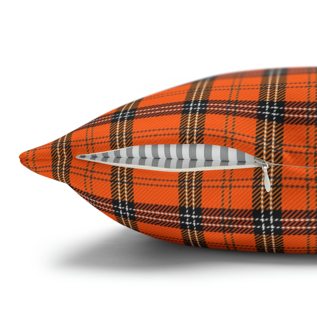 Black n Orange Halloween Tartan Plaid Euro Pillow Covers - Image 3