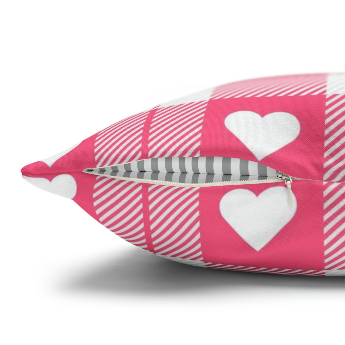 Valentine Tartan Plaid Pink n White Euro Pillow Shams - Image 3