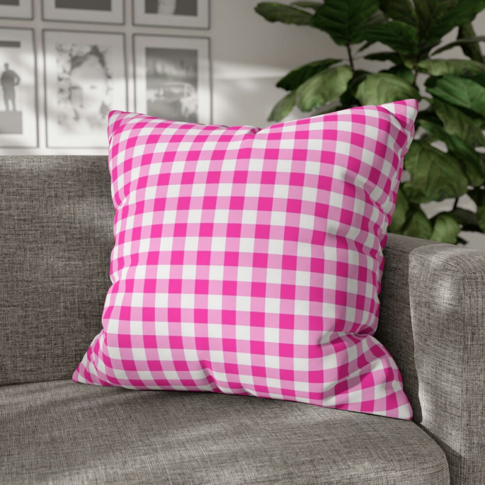Pink n White Buffalo Plaid Euro Pillow Covers - Image 4