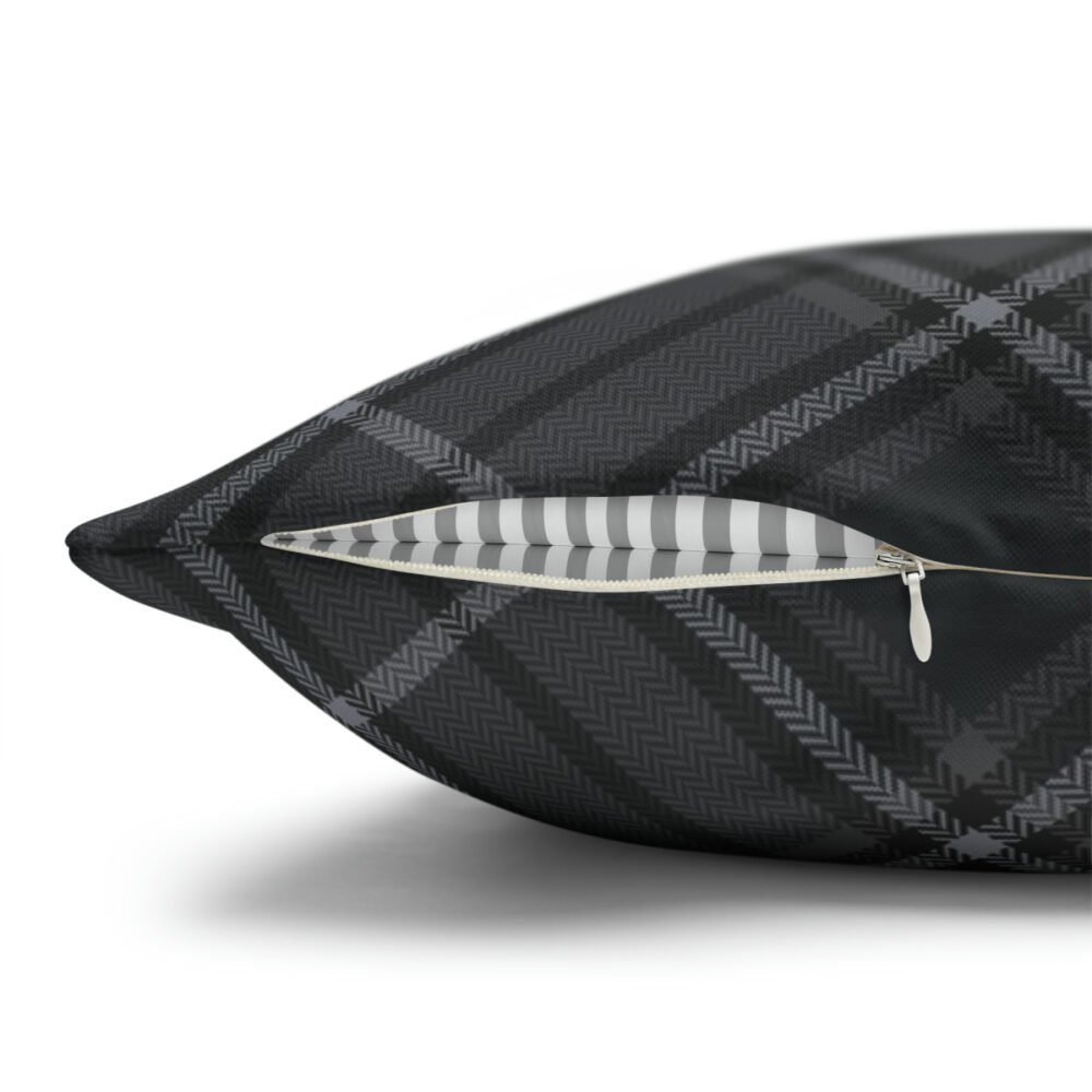 Herringbone Dark Grey Plaid Euro Pillow Covers - Image 3
