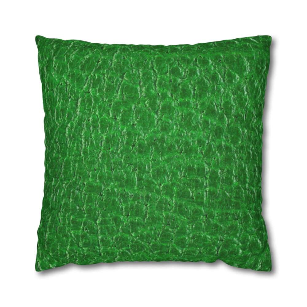 Dark Green Leather Textured Pillow Covers