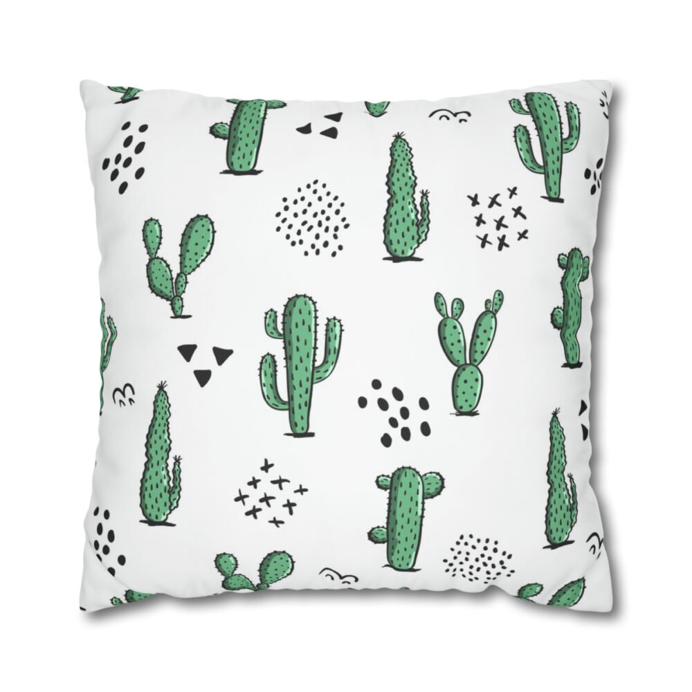 Green Cactus on White Euro Shams