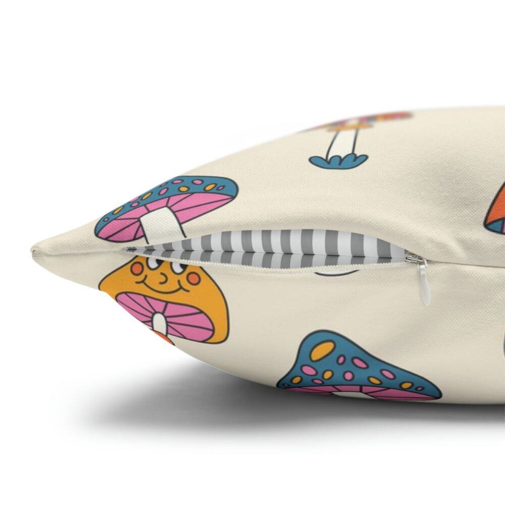 Hippie Pattern with Mushroom Beige Euro Pillow Covers - Image 3