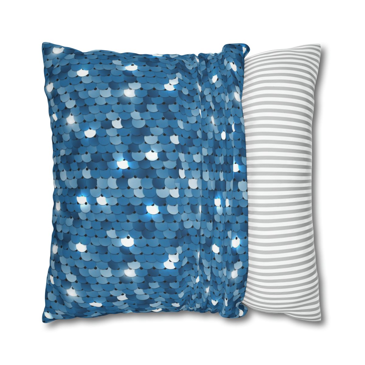 Decorative Blue Sequins Textured Euro Pillow Covers - Image 2