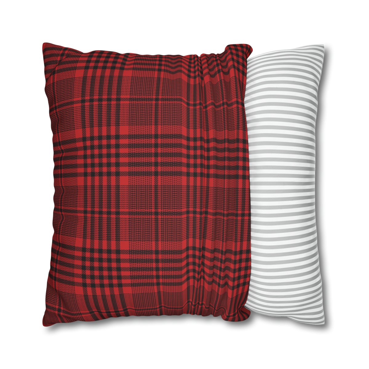 Tartan Plaid Pattern in Red n Black Euro Pillow Covers - Image 2
