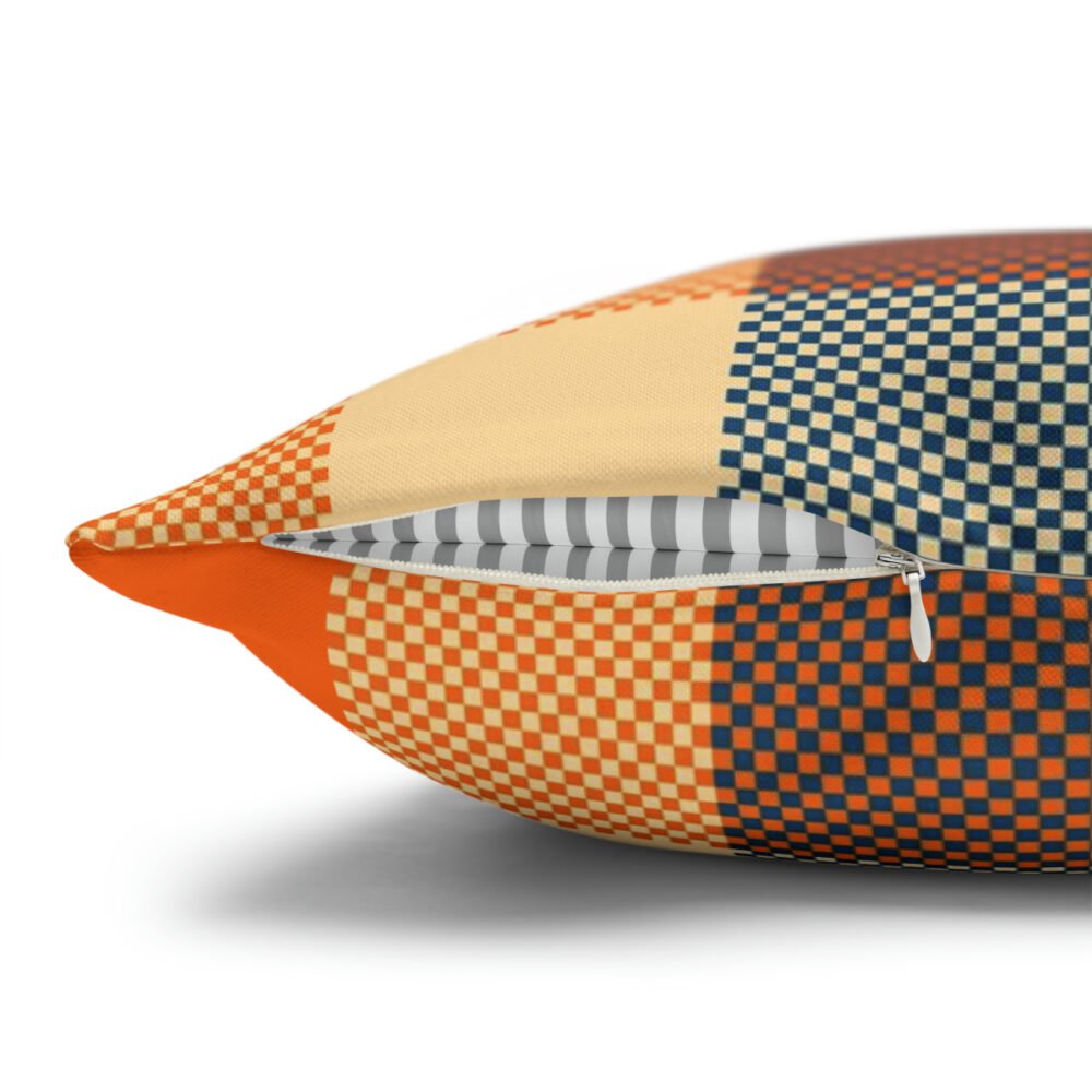 Beige Blue and Orange Buffalo Plaid Euro Shams - Image 3