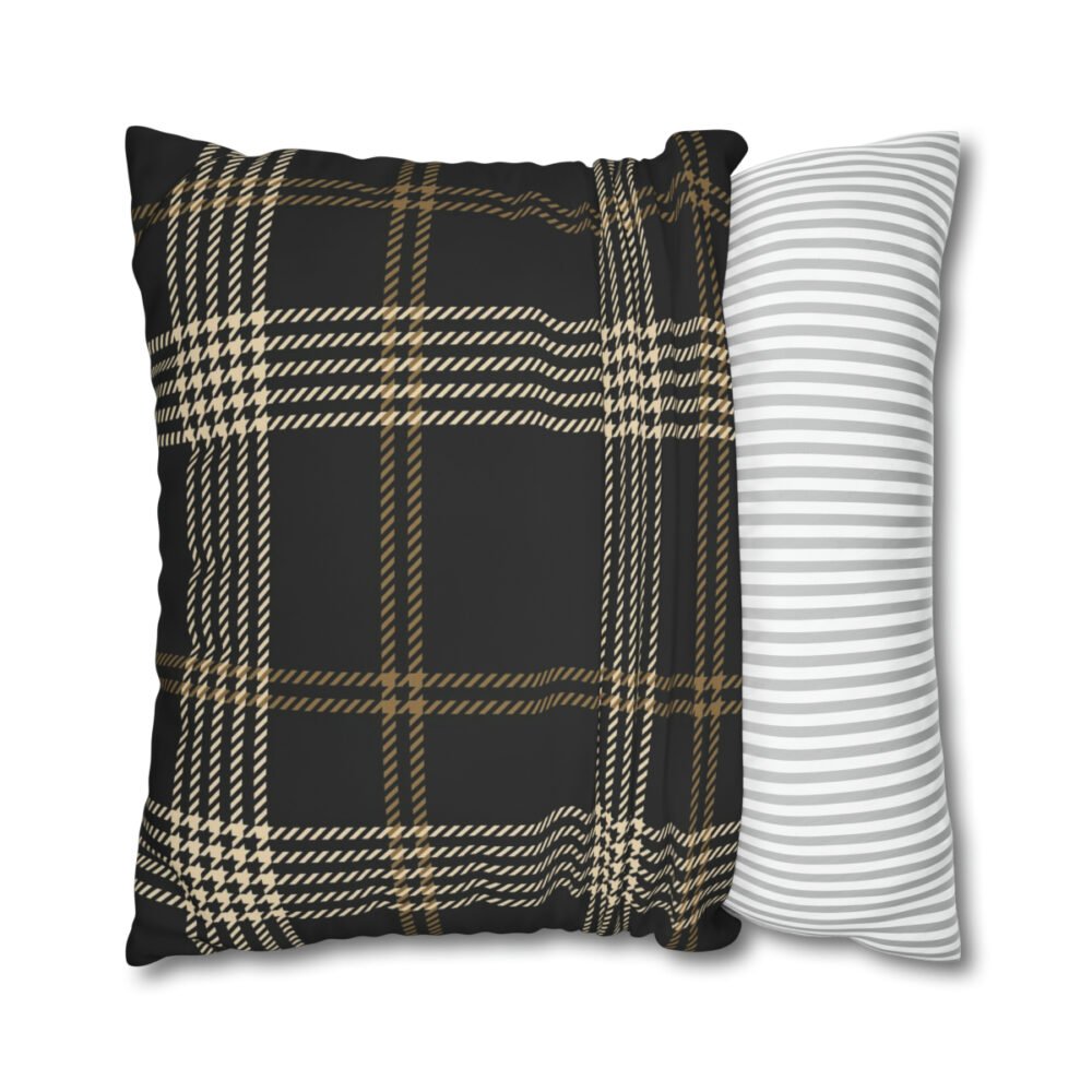 Black Gold Houndstooth Check Plaid Euro Pillow Covers - Image 2
