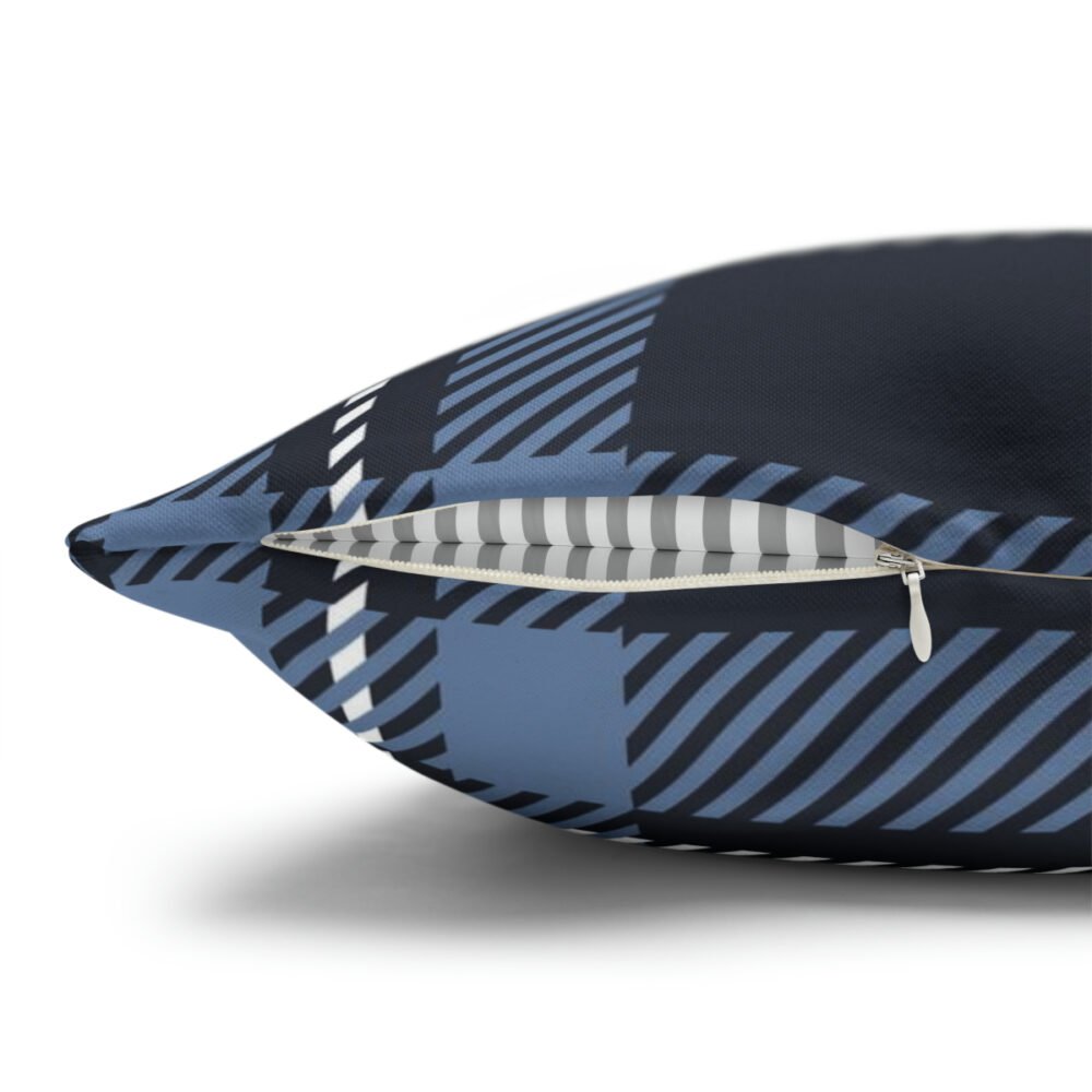 Modern Dark Blue n White Tartan Plaid Euro Pillow Covers - Image 3