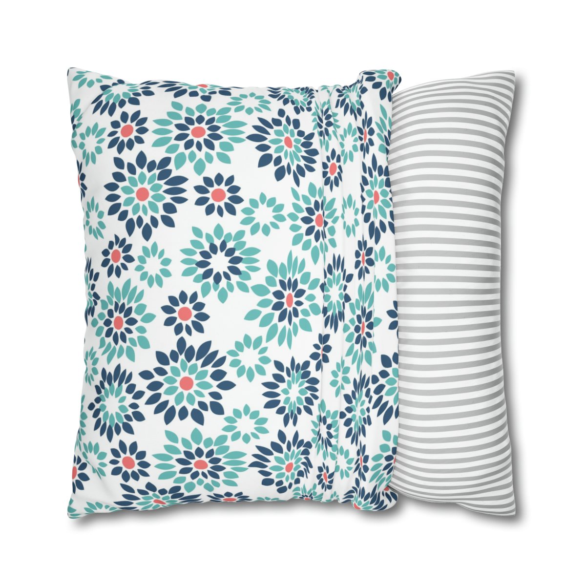 Pretty Floral Bursts n Blooms Turquoise Euro Pillow Shams - Image 2