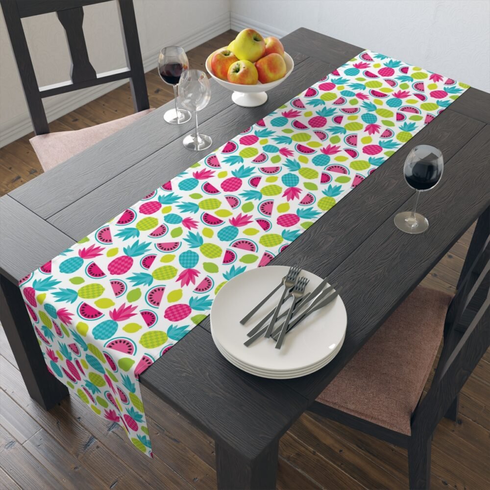 Colorful Lemon Print on White Dining Table Runners - Image 9