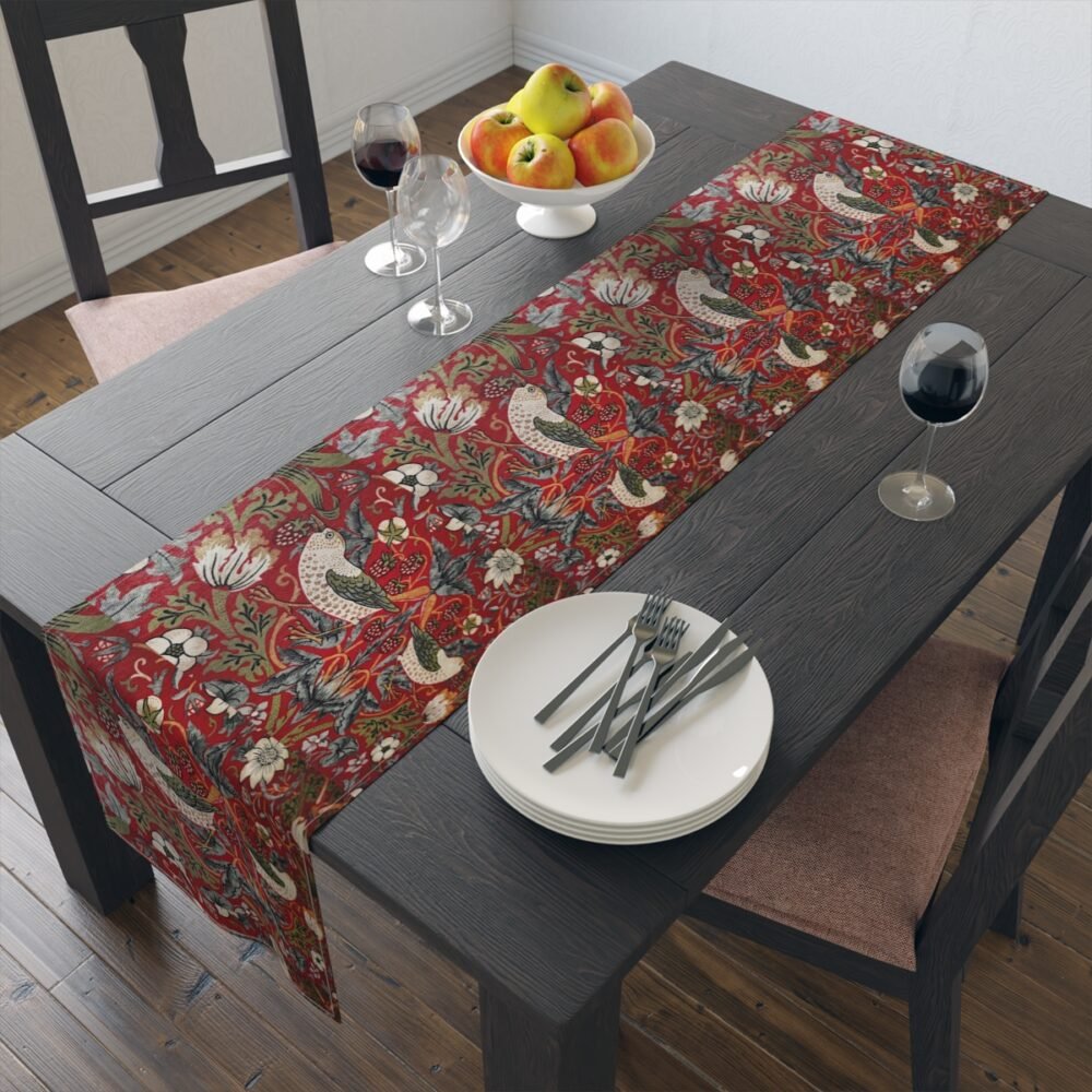 William Morris Strawberry Thief Design Red Table Runners - Image 9