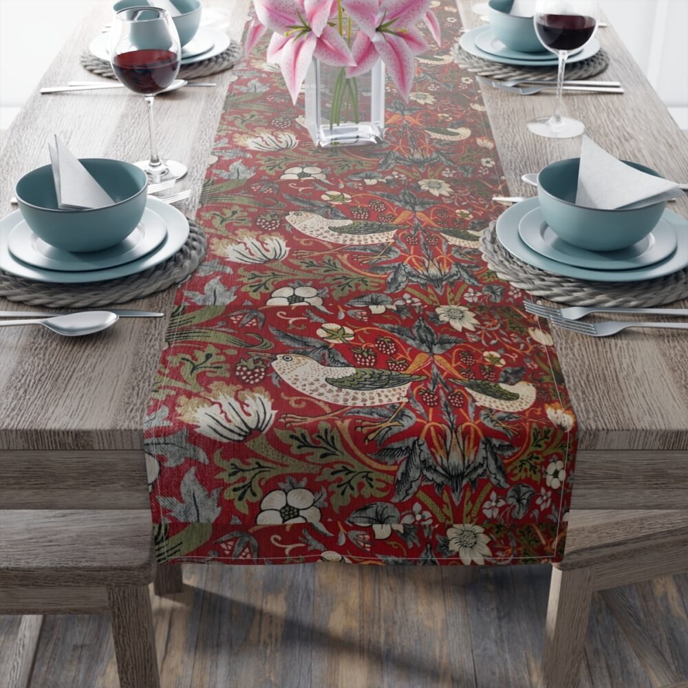 William Morris Strawberry Thief Design Red Table Runners - Image 10