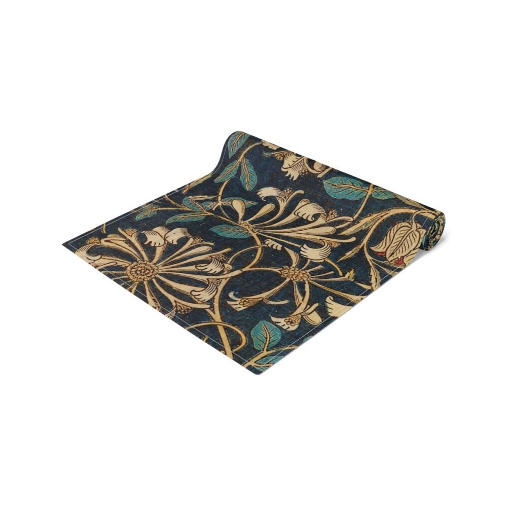 William Morris Honeysuckle Pattern Blue & Gold Table Runners - Image 7