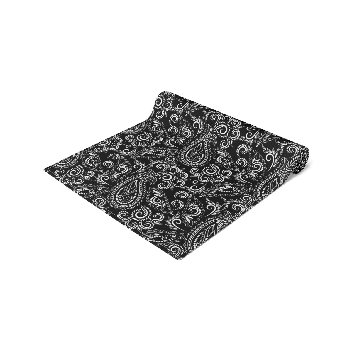 Traditional Black Paisley Flower Dining Table Runners - Image 7