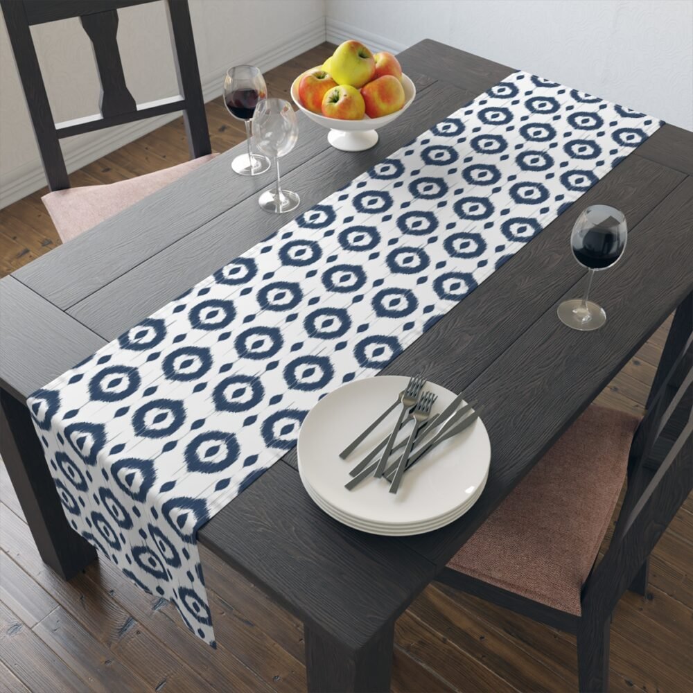 Ikat Navy Blue n White 4 Seater Table Runners - Image 9