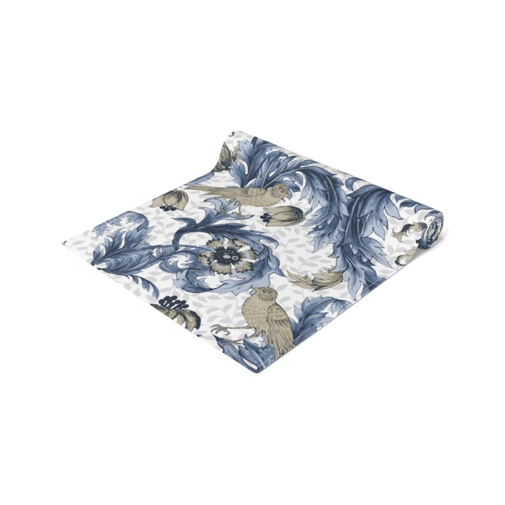 William Morris Inspired Floral Blue & White Small Table Runners - Image 7