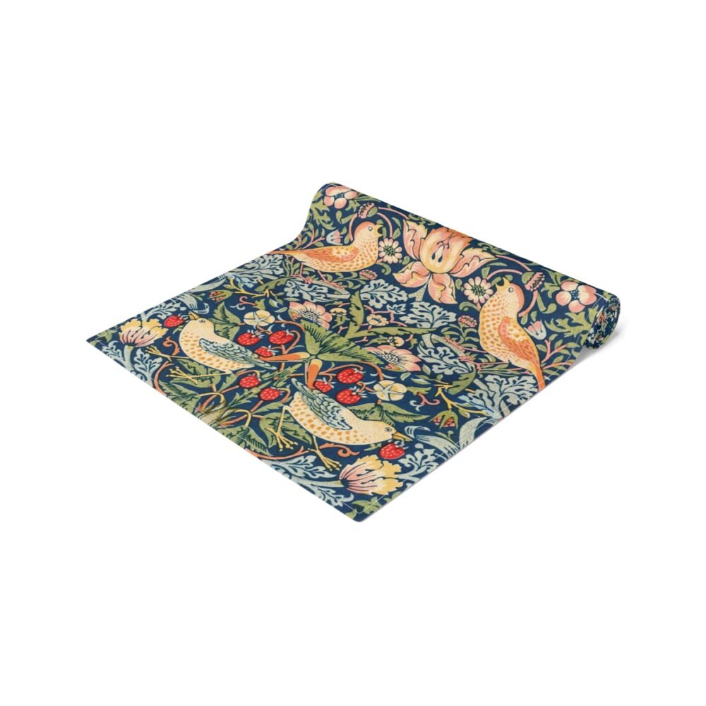 William Morris Multicolor Dining Table Runners with Strawberry Thief Pattern - Image 7