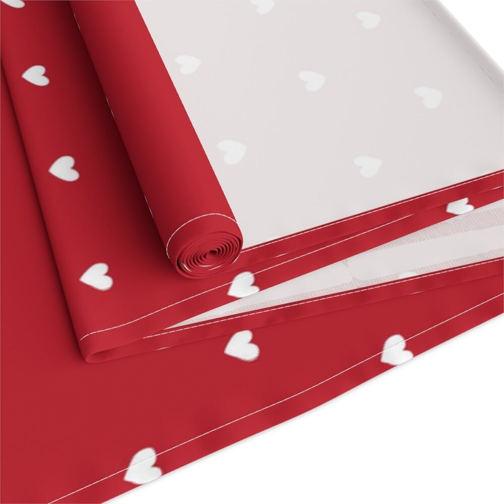 Cute White Heart Pattern on Maroon Table Runners - Image 8