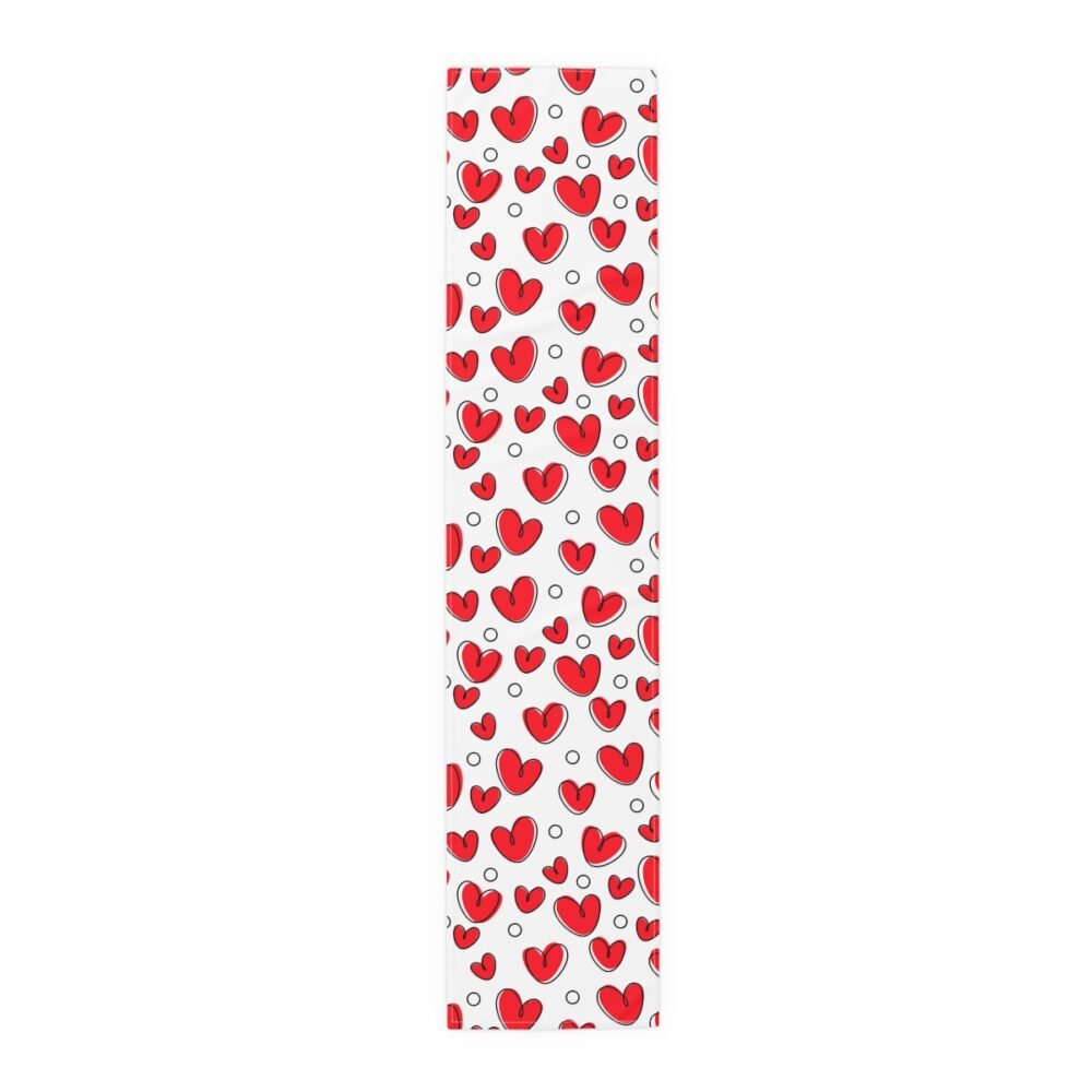 Valentine Red Heart Pattern on White Table Runners - Image 6