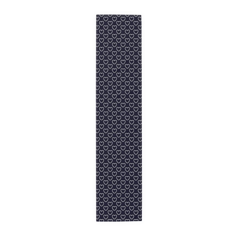 White Heart on Navy Blue Dining Table Runners - Image 6