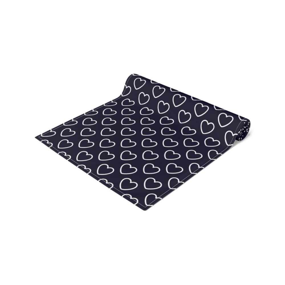White Heart on Navy Blue Dining Table Runners - Image 7
