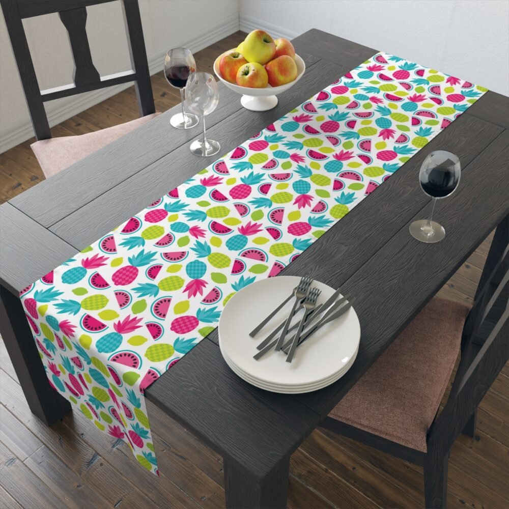 Colorful Lemon Print on White Dining Table Runners - Image 14